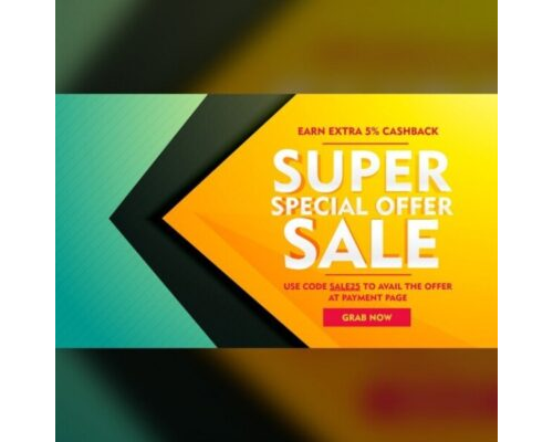 Yellow and green geometric discount voucher